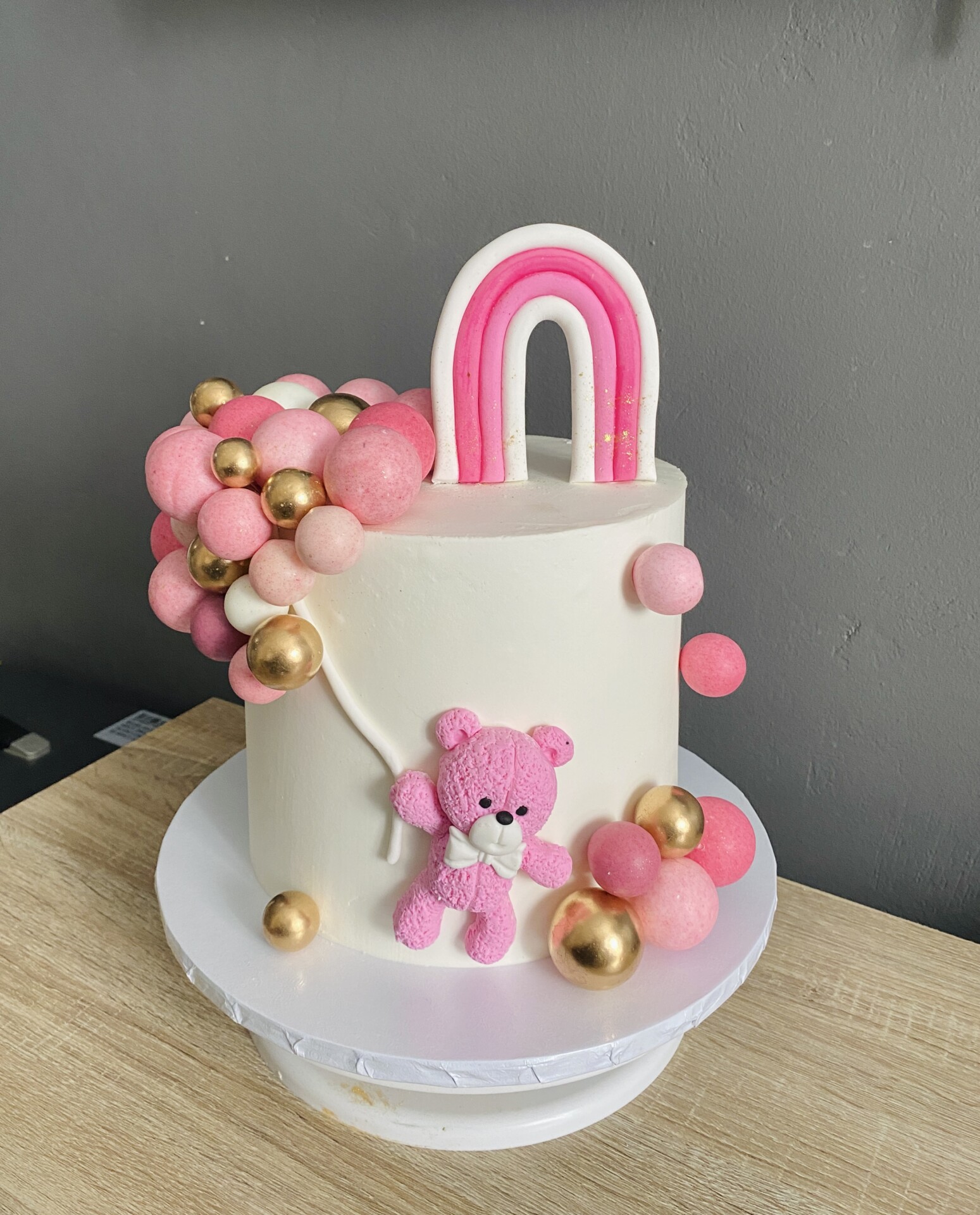 Pink teddy baby shower cake - Rabos Eatery
